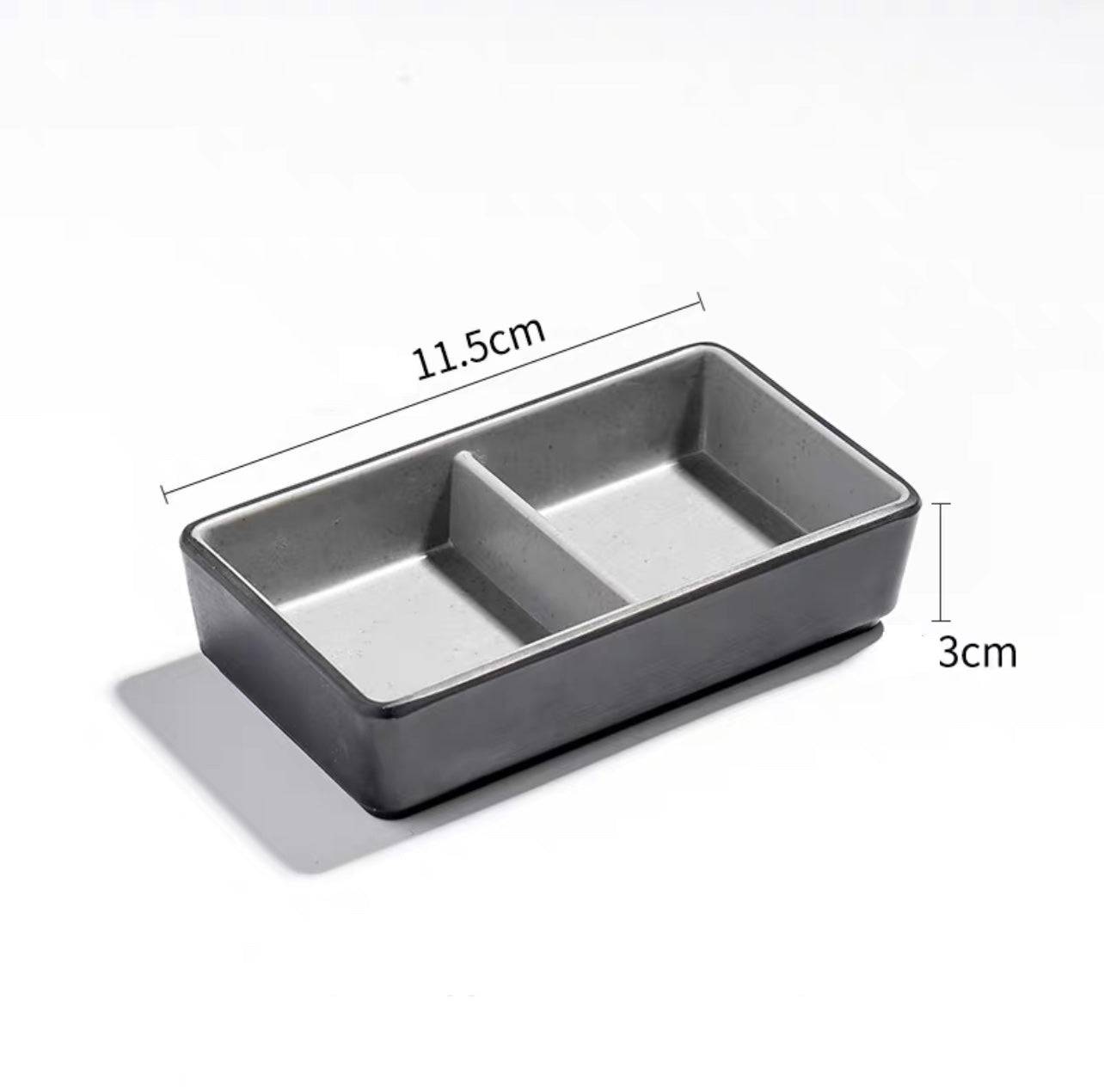 4.5" two compartments sauce dish,Two Toned Grey (25-130) - Chefcoca