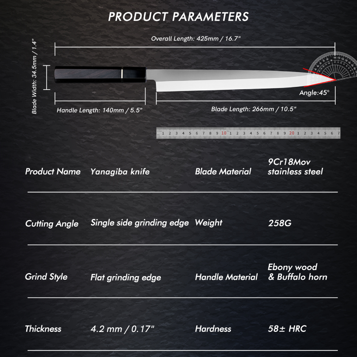 Sub-equip, 270mm Japanese Yanagiba Knife (SS-09) - Chefcoca