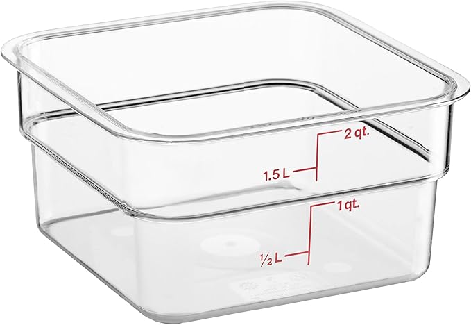2 Quart Polycarbonate Square Food Storage Container, Clear - Chefcoca