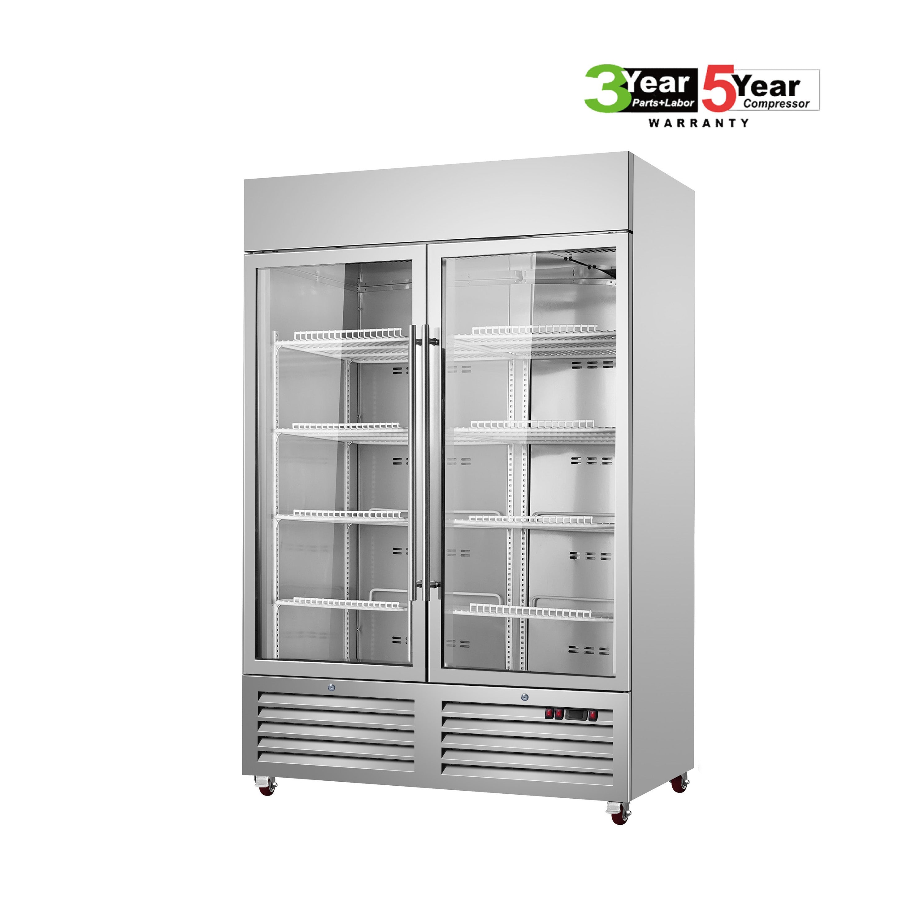 Sub-equip, 49ft³ Stainless Steel Three-layer Glass Door Reach-In Freezer - Chefcoca