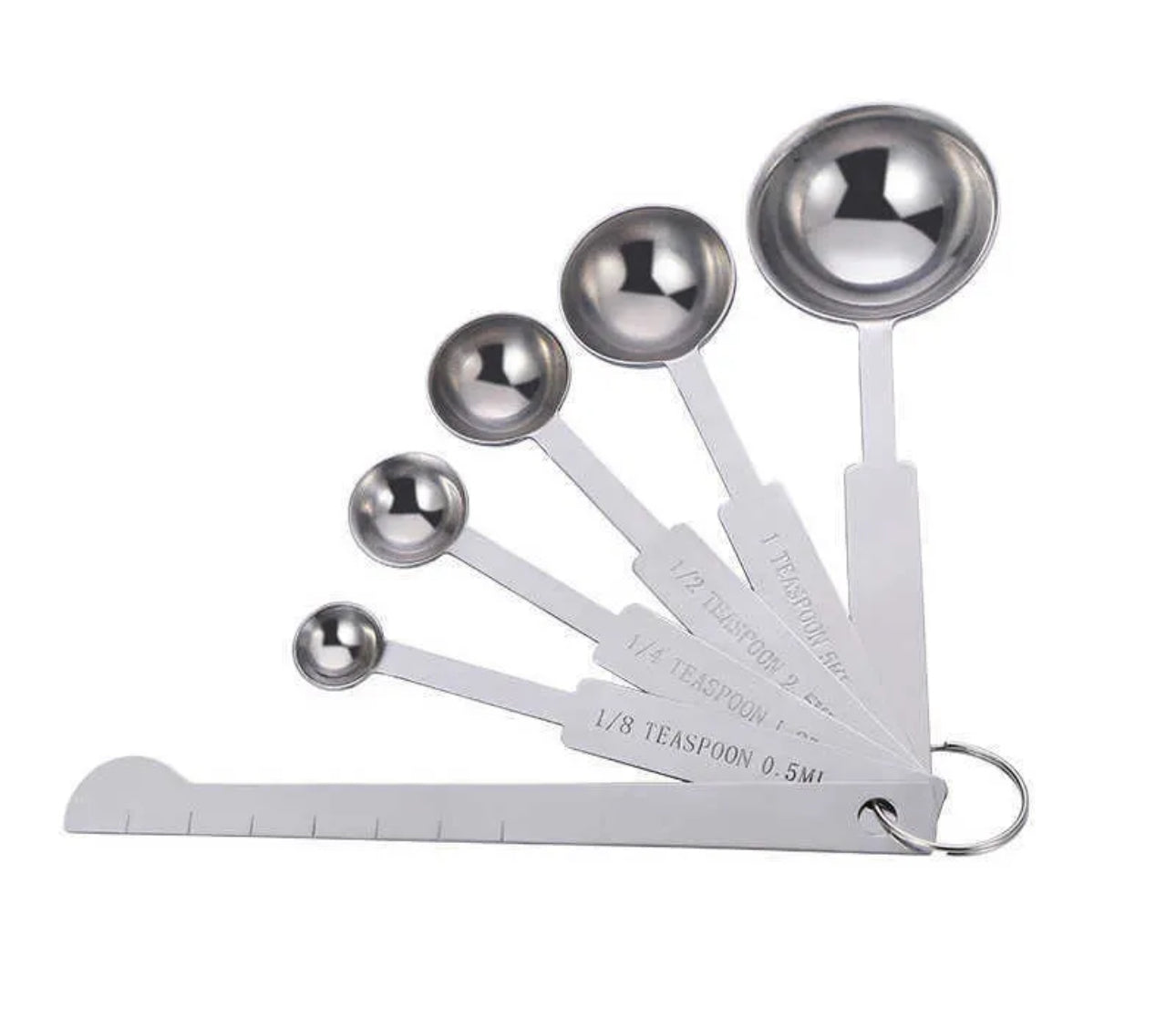 Stainless Steel Measuring Spoon 6 Piece Set, Deluxe - Chefcoca