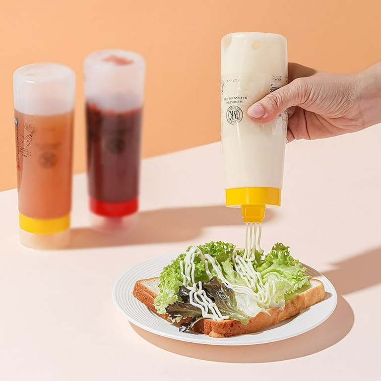 Squeeze Sauce Bottle - 300ML, Leak Proof, Dust-Proof Lid, 4-Hole Ketchup Mayonnaise Squeeze Bottle - Chefcoca