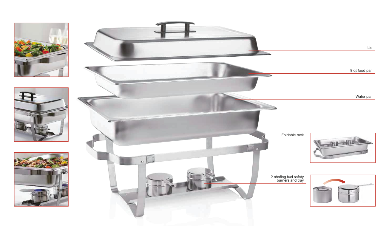 Sub-equip,SCD-9,Newburg Chafer, Stackable Frame ,9 qt.- full size
