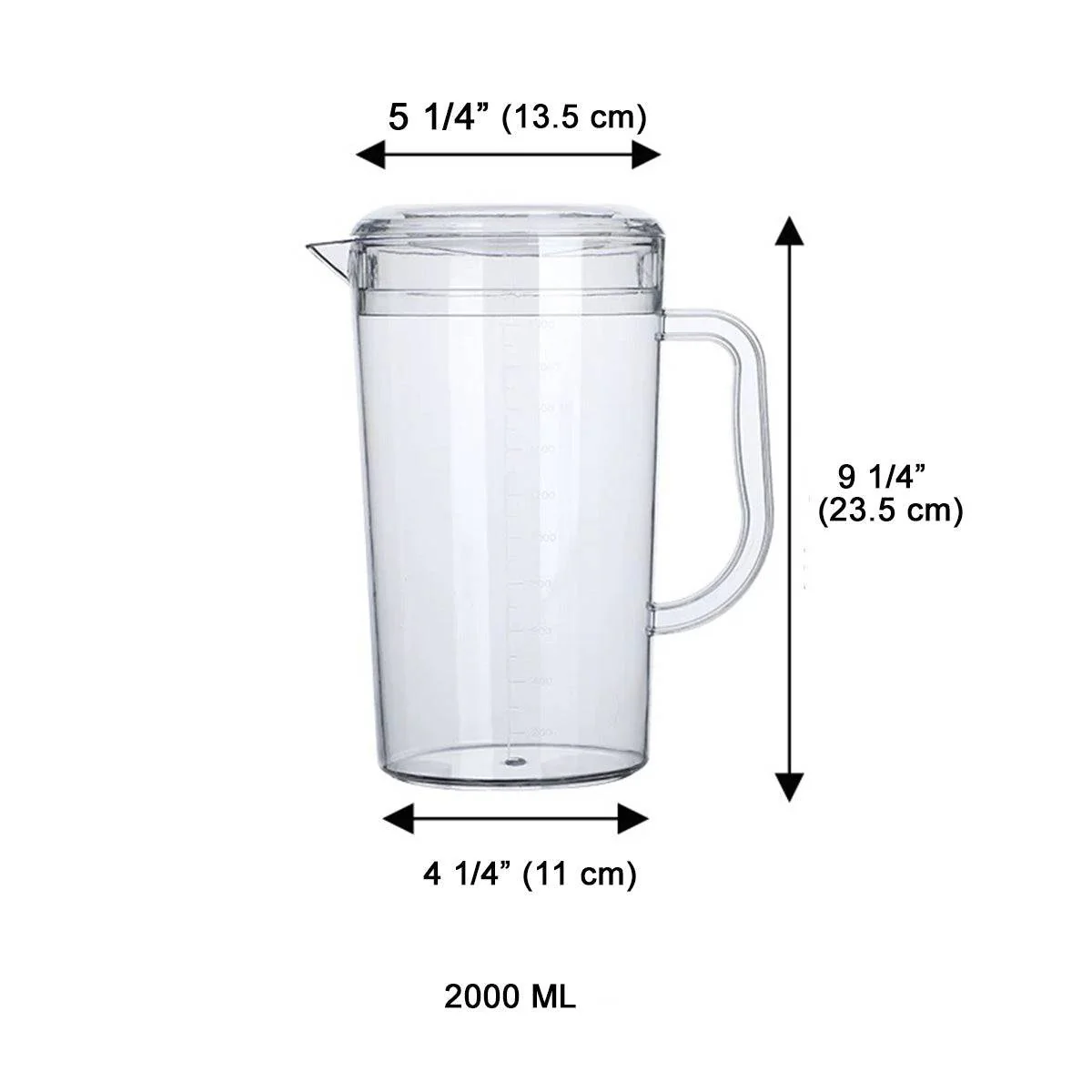 CHEFCO,JB-8529C,Plastic Water and Beverage Pitcher with Lid (2000ML) - Chefcoca