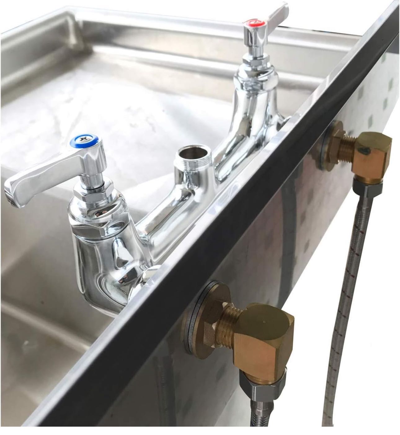 2 Piece Brass Wall Mounted Installation Kit, Connector Adapter for Commercial Basin Faucet, Backsplash Bracket Kit for Kitchen Sink/Commercial Faucet - Chefcoca