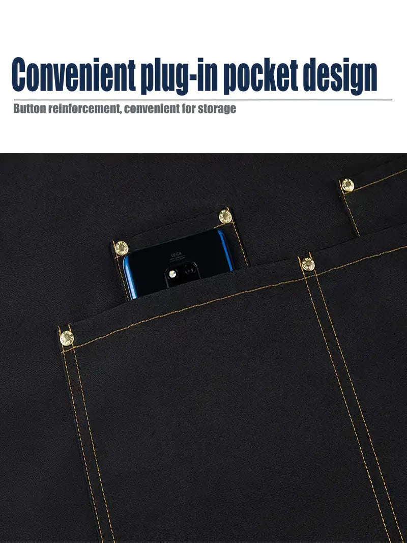 Full-Length Bib Apron with Pockets -BROWN (BA-3027BN) - Chefcoca