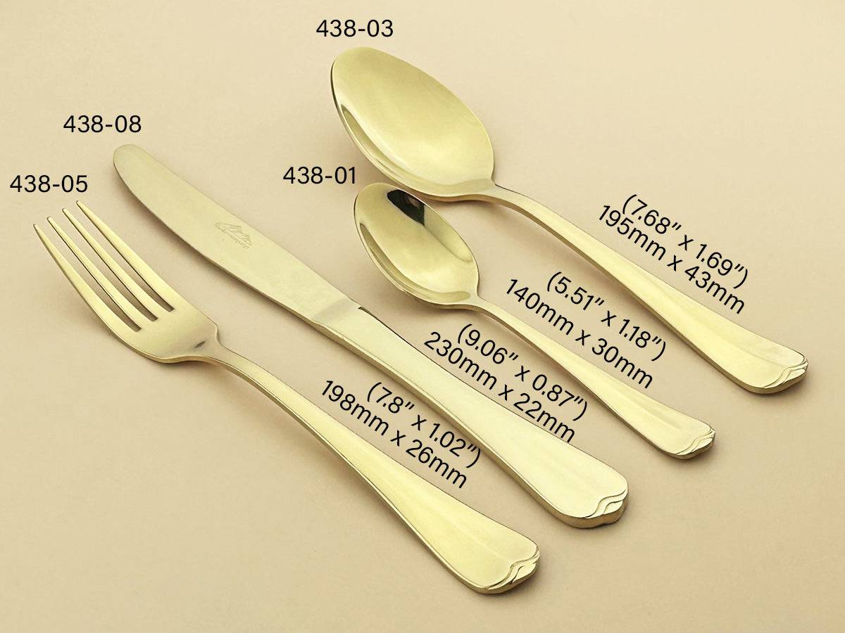 Sub-equip, 438-01,Gold Heavy Lafayette Tea Spoon, 18/8 Heavy Weight, 12 pcs - Chefcoca