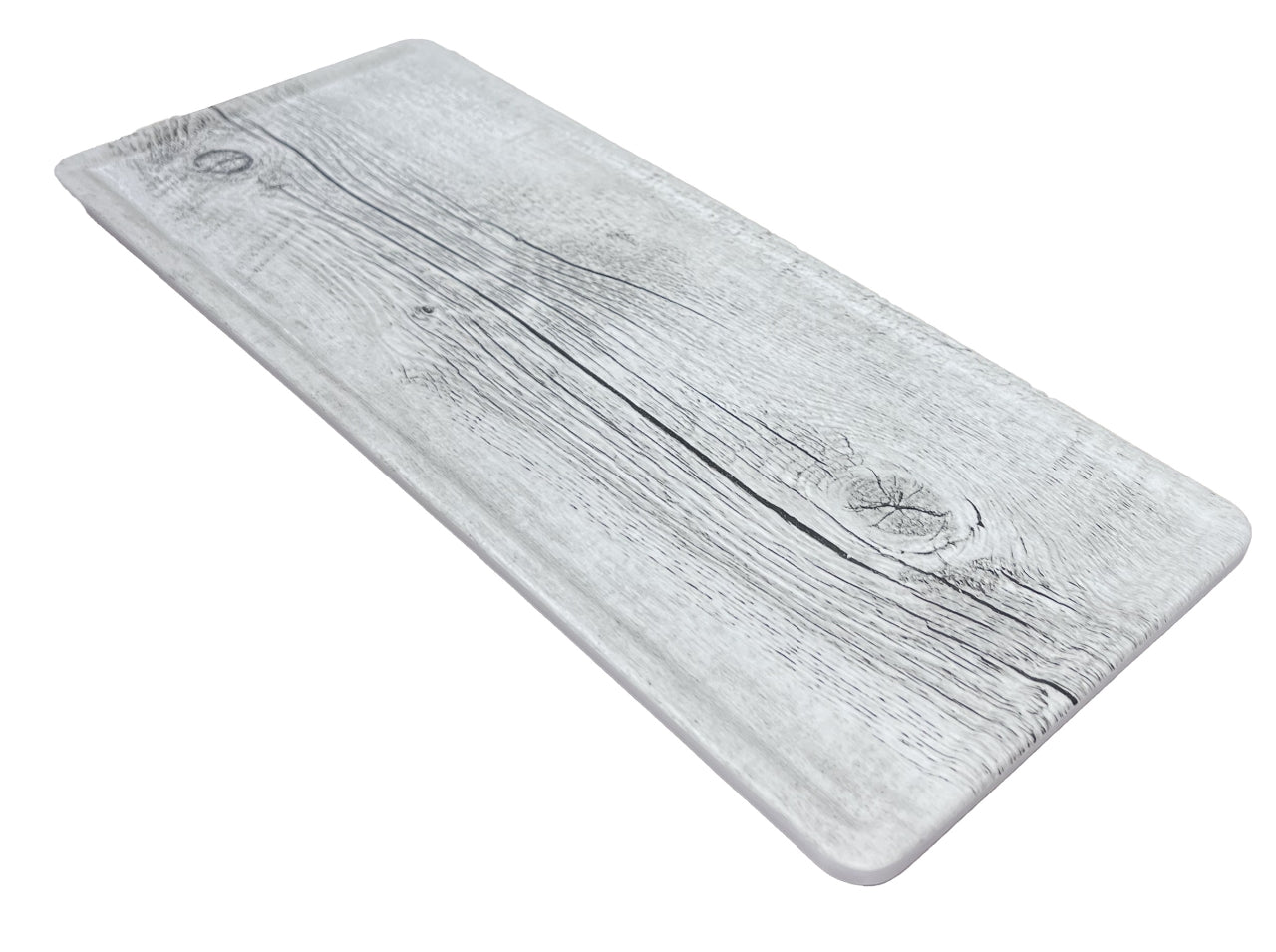 14.4"x 6" Melamine Light Gray Faux Wood Serving Plate with Wavy Edge (M458991) - Chefcoca
