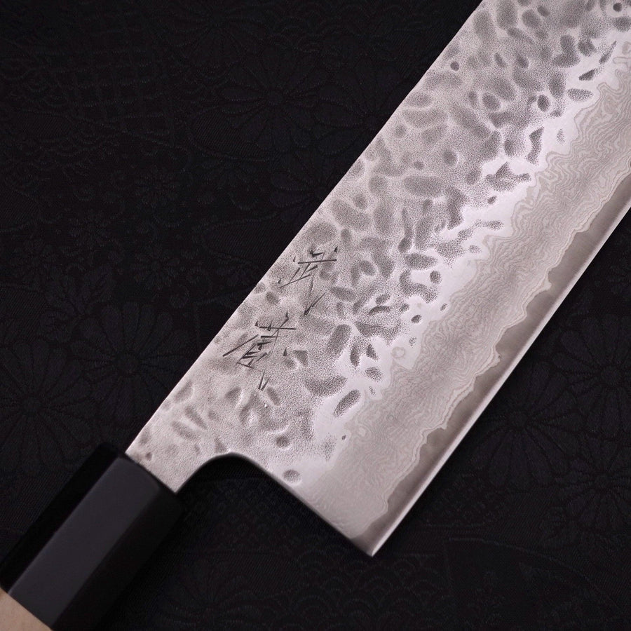 MUSASHI Nakiri AUS-10 Tsuchime Damascus Buffalo Magnolia Handle 165mm (253-165) - Chefcoca