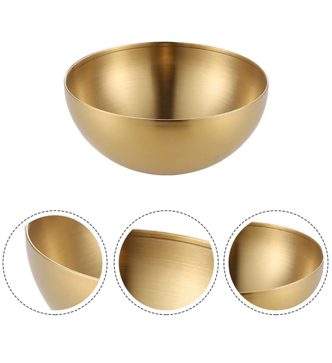 Stainless Steel Salad Bowls Decorative Gold Bowl Large Metal Mixing Bowls Nesting Bowls Snacks Bowls for Kitchen Mixing Cooking Baking Prepping Golden 15 cm - Chefcoca