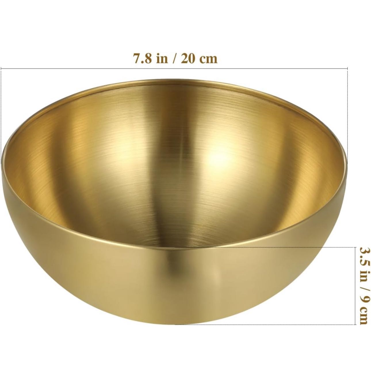 Stainless Steel Salad Bowls Decorative Gold Bowl Large Metal Mixing Bowls Nesting Bowls Snacks Bowls for Kitchen Mixing Cooking Baking Prepping Golden 20cm - Chefcoca