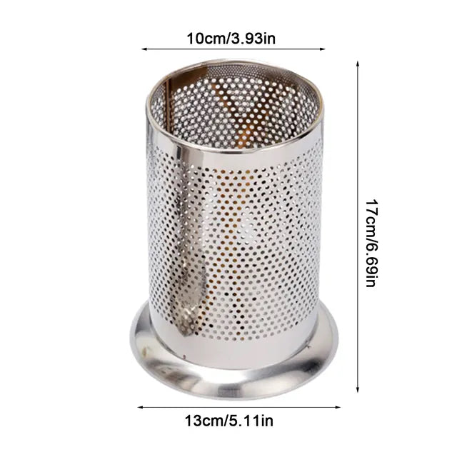 Stainless Steel Round Flatware Holder (17cm Height)-(HOLD-02) - Chefcoca