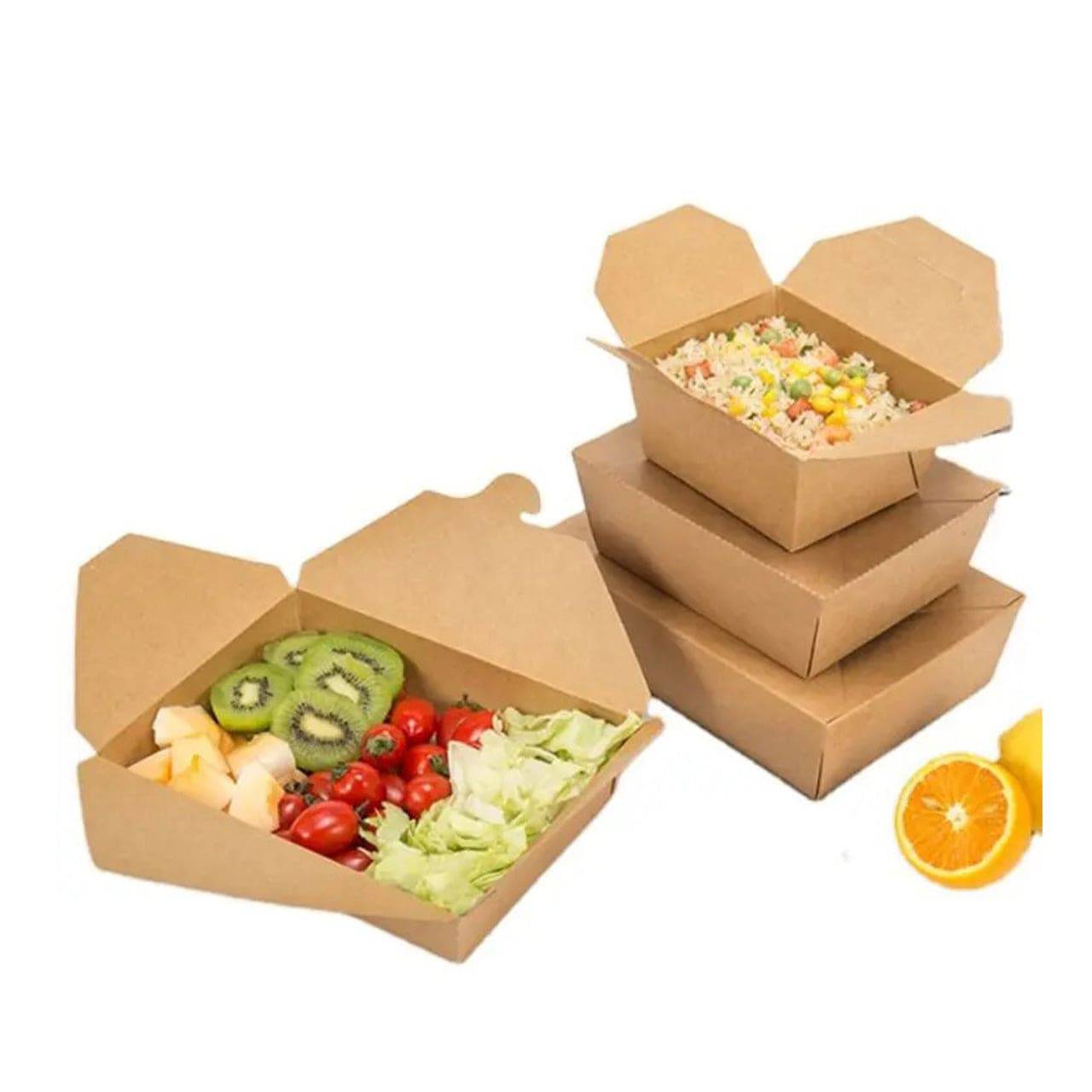 200 PACK, 36 oz Eco Friendly Food Containers - Heavy Duty Microwavable Kraft Brown Paper To Go Box - Chefcoca