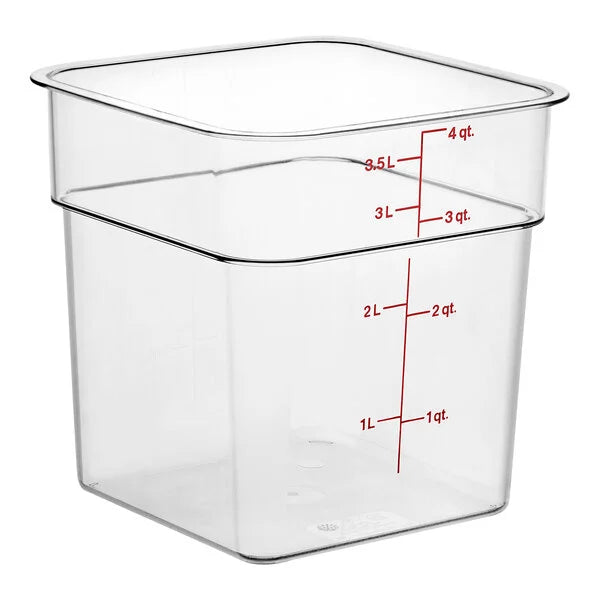 4 Quart Polycarbonate Square Food Storage Container, Clear - Chefcoca