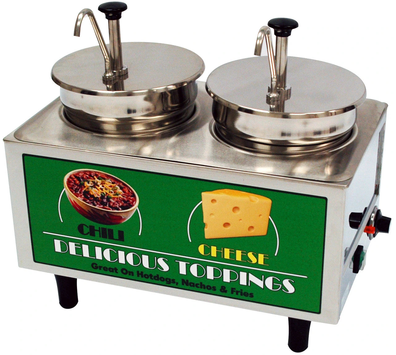 WINCO, 51074A - BenchmarkUSA "Chili & Cheese" Food Warmer - 2 Pumps - Chefcoca