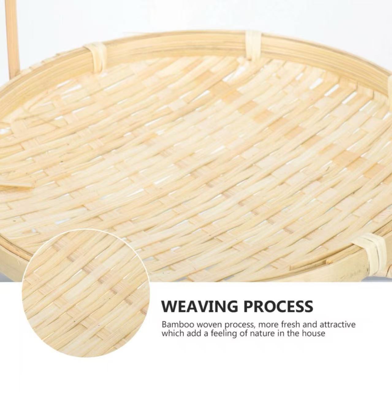 Chefco, Bamboo Woven Fruit Basket Bamboo Storage Basket for Kitchen Dining Room Cafe Two Layer (RBB-19-2) - Chefcoca