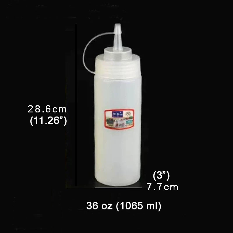36oz Squeeze Bottle with Lid-Clear White - Chefcoca