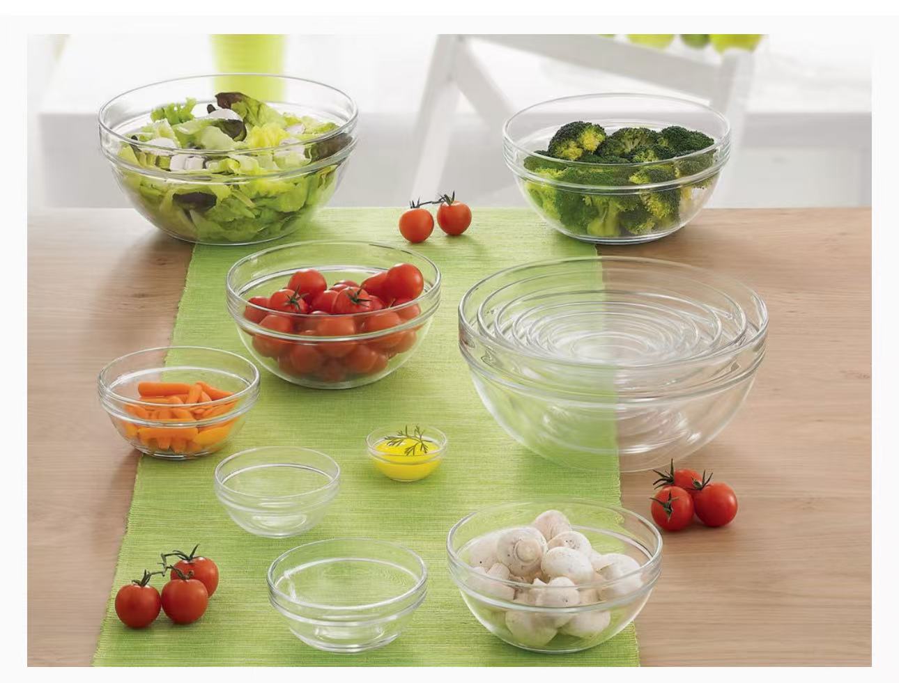 C1216, Luminarc Empilable Salad Bowl Glass Stackable Mixing/Salad Bowl, 17 cm/6.75" - Chefcoca