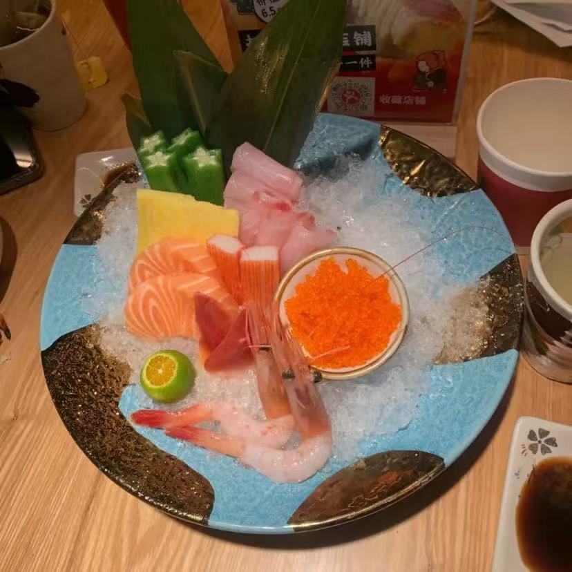 Chefco, 10" Japanese sushi plate, blue with golden pattern, Ceramic (PTC00325) - Chefcoca