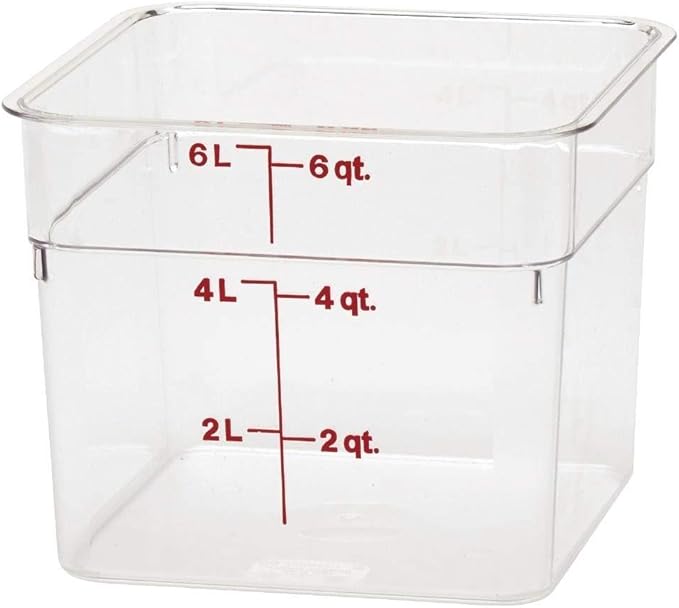 6 Quart Polycarbonate Square Food Storage Container, Clear - Chefcoca