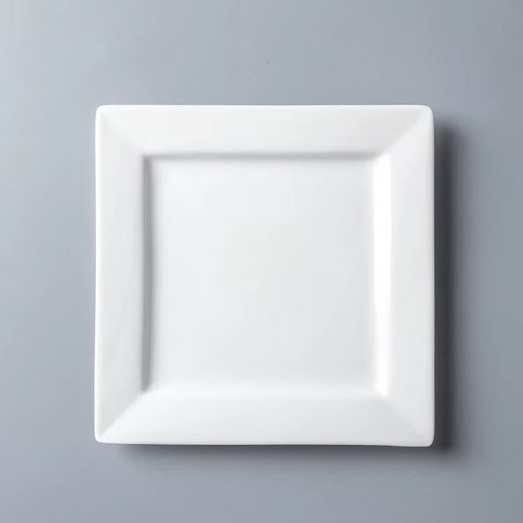 C710-101, 10 1/4" Square Rim Plate - Ceramic, White - Chefcoca