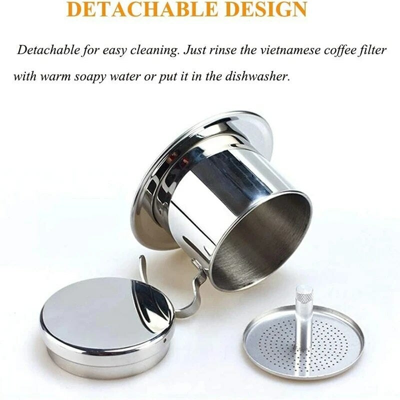 Stainless Steel Vietnamese Coffee filter, 8cm high - Chefcoca