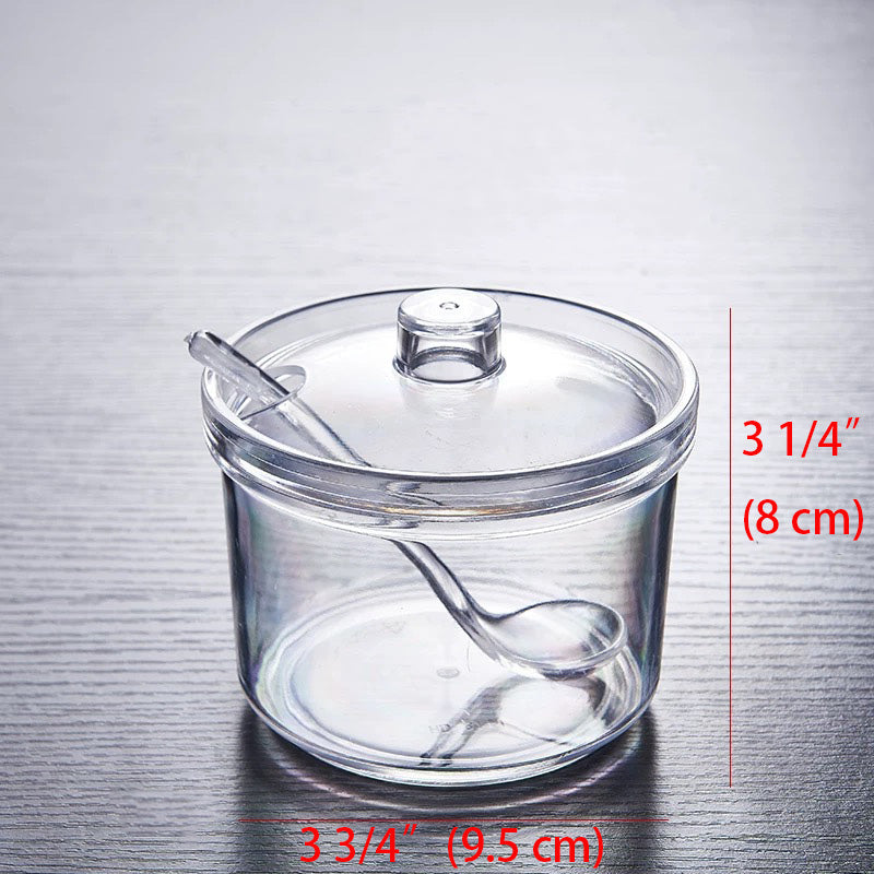 Clear Polycarbonate Condiment Jar with Lid, 12 oz - Chefcoca