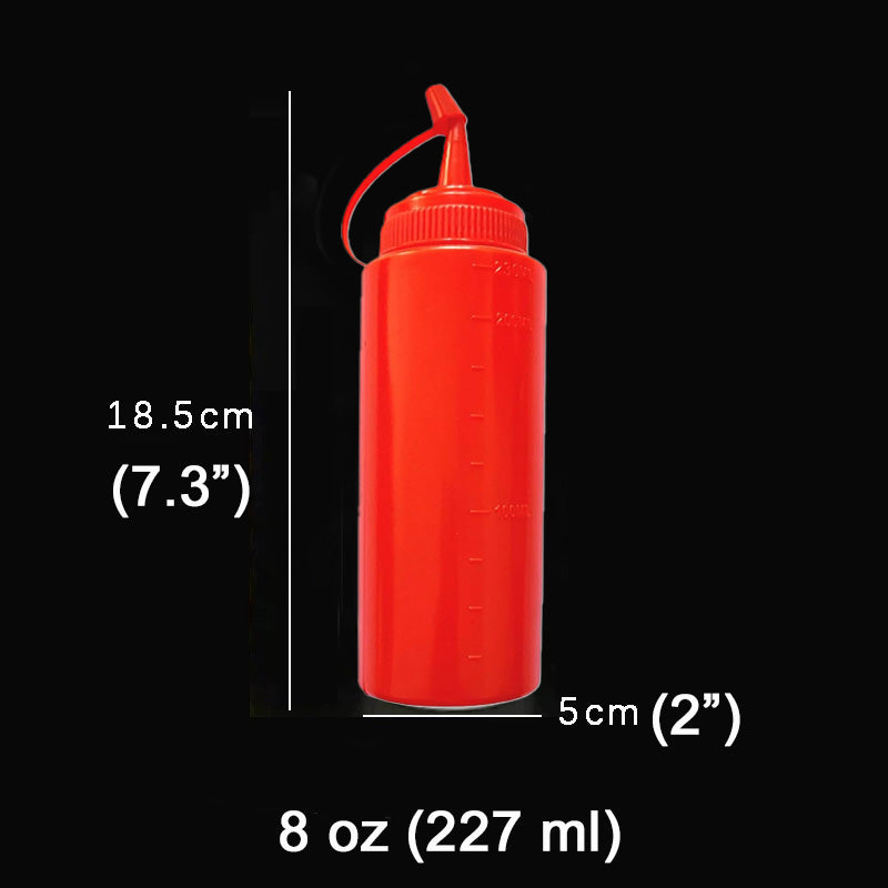 8oz Squeeze Bottle with Lid-Red - Chefcoca