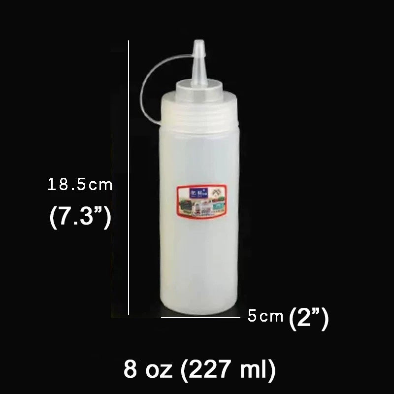 8oz Squeeze Bottle with Lid-Clear White - Chefcoca