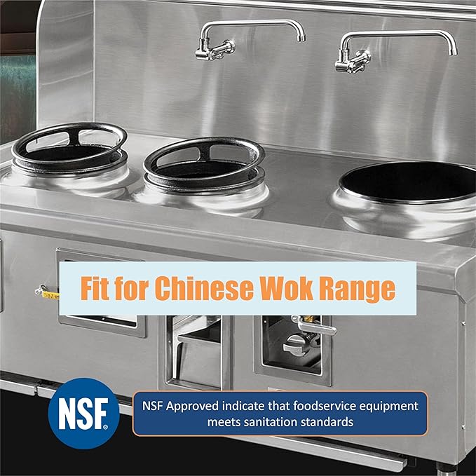 AA Faucet Single Wall Mount Commercial Manual Wok Range Faucet with 14" Swing Spout - Chefcoca