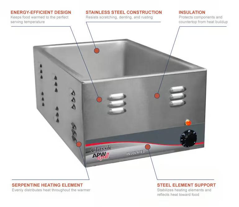 APW Wyott, XPert Classic Full Size Countertop Food Warmer, 22 qt, 120V (W-3VI) - Chefcoca