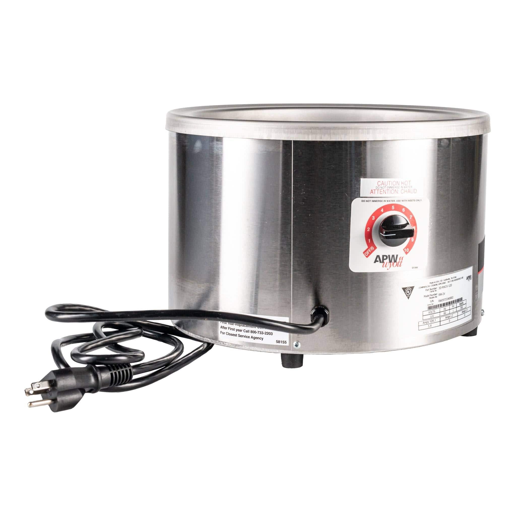 APW Wyott - 7 Qt. Round Food Warmer - 120V, 500W (RW-1V) - Chefcoca