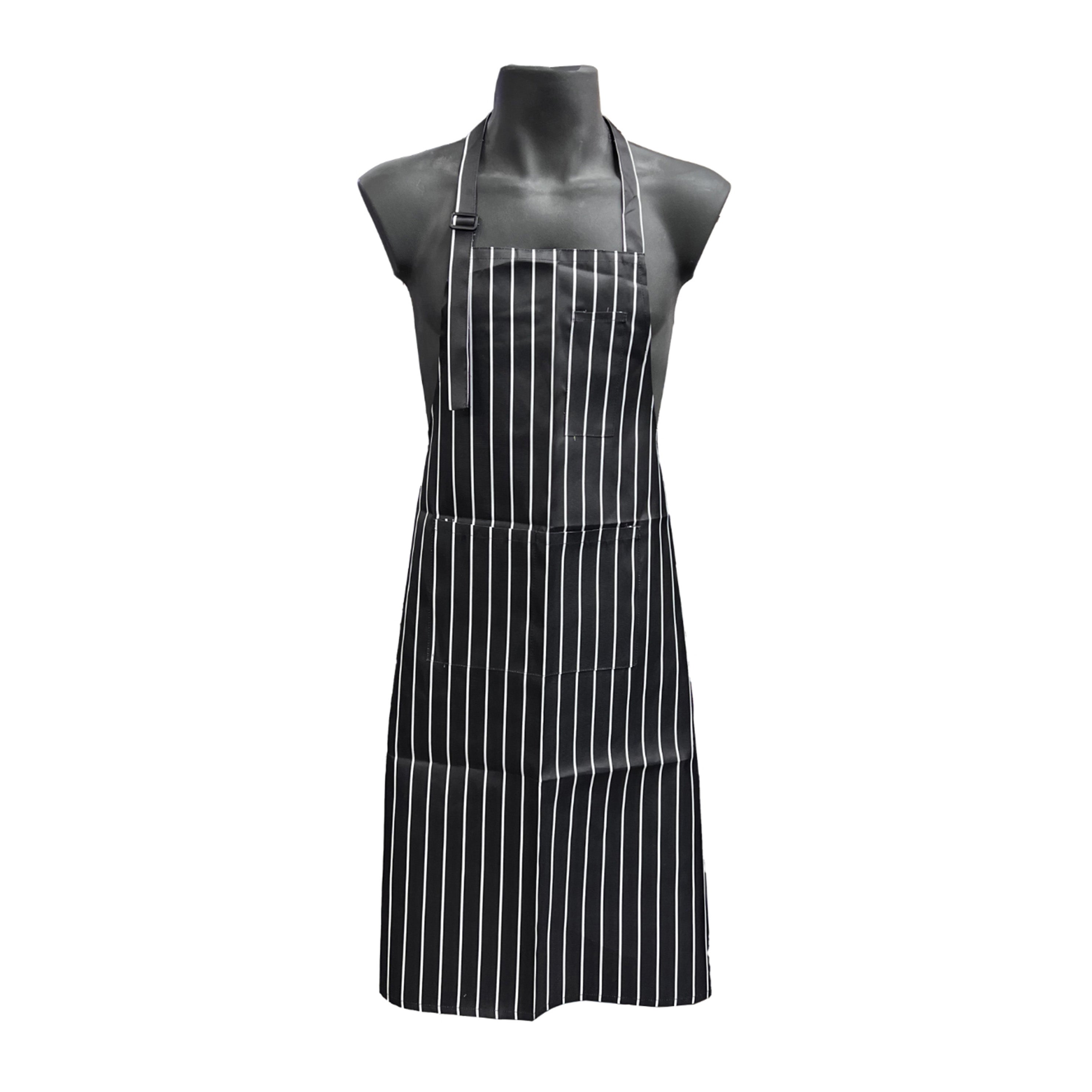 Full-Length Bib Apron with Pockets -Black & White (BA-3328CS) - Chefcoca