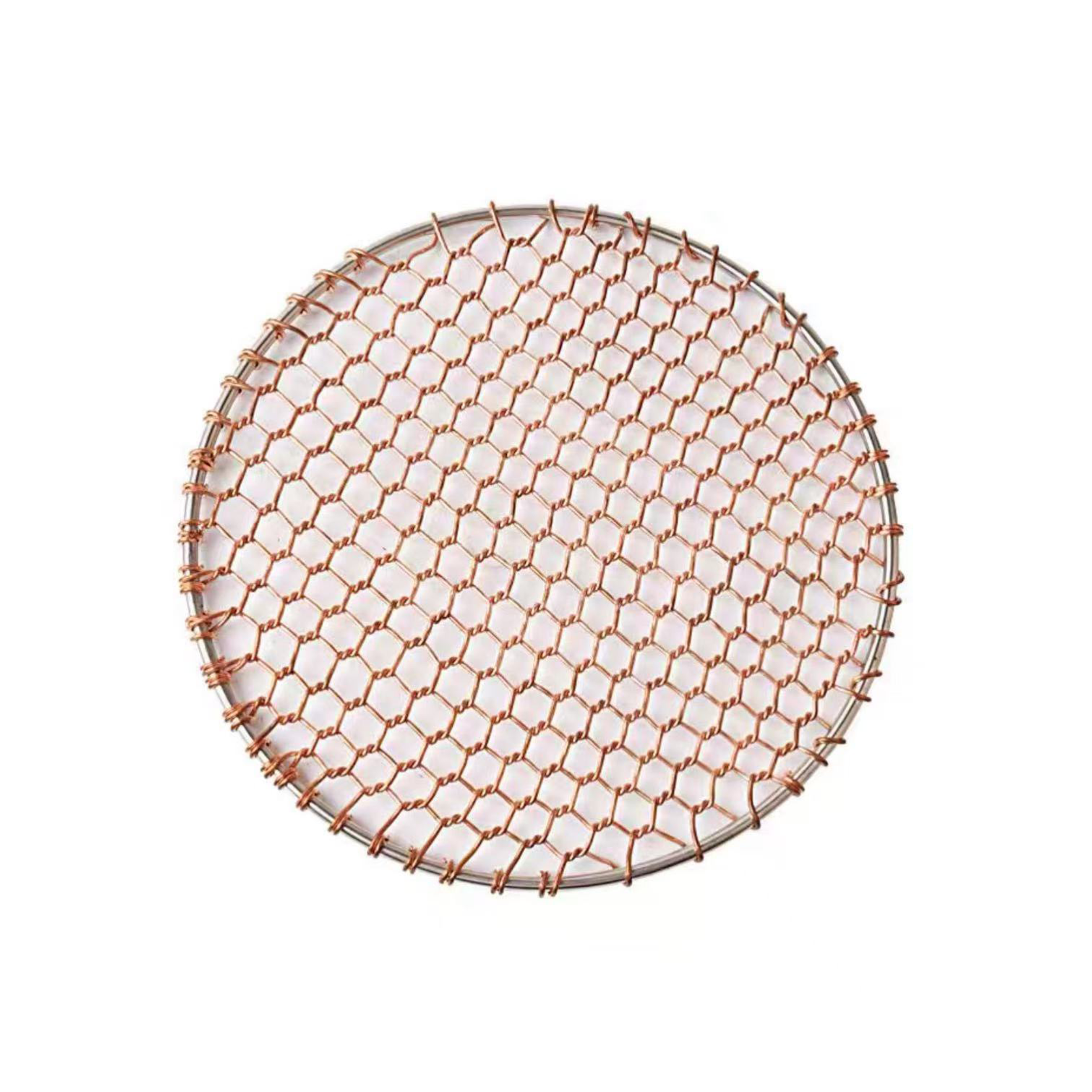 PGW-330R, BBQ Grill Basket, Copper Material Fish Barbecue Grilling Grate, Portable Hand Made BBQ Grid Rack Accessories, Grill Net for Outdoor Camping Grilling Vegetables - Chefcoca