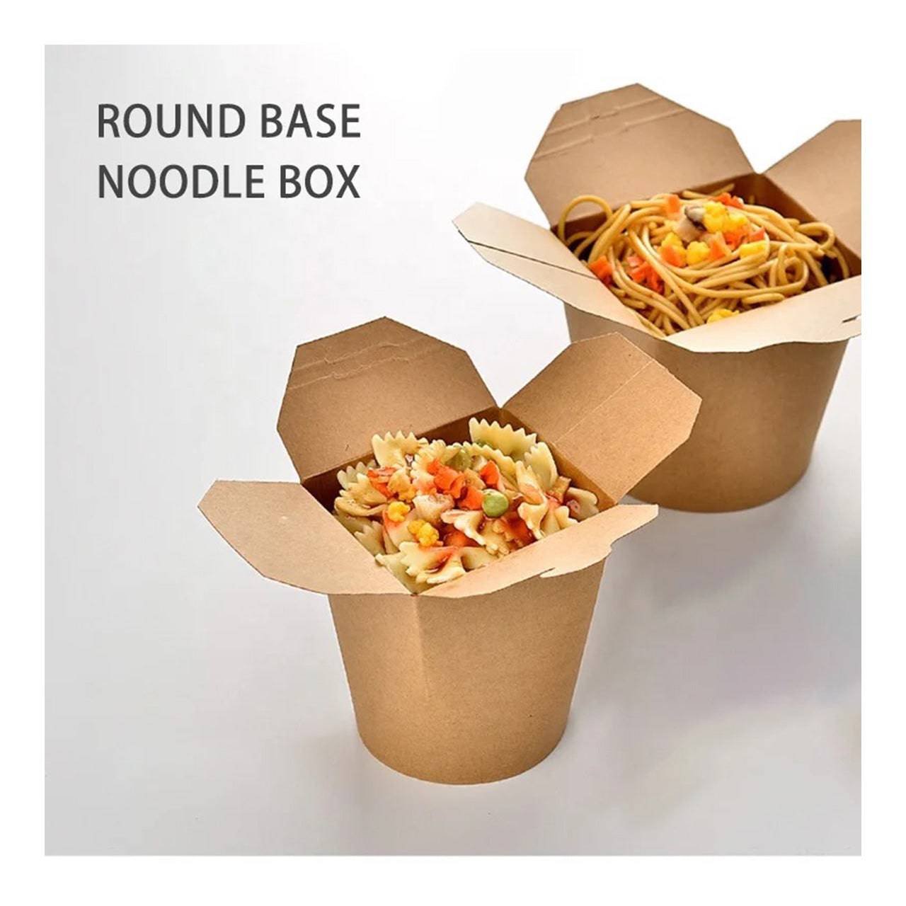 500 Sets, 16oz, ECO Friendly Round Kraft to go container with fold and closed lid - Chefcoca
