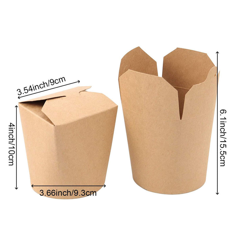500 Sets, 26oz, ECO Friendly Round Kraft to go container with fold and closed lid