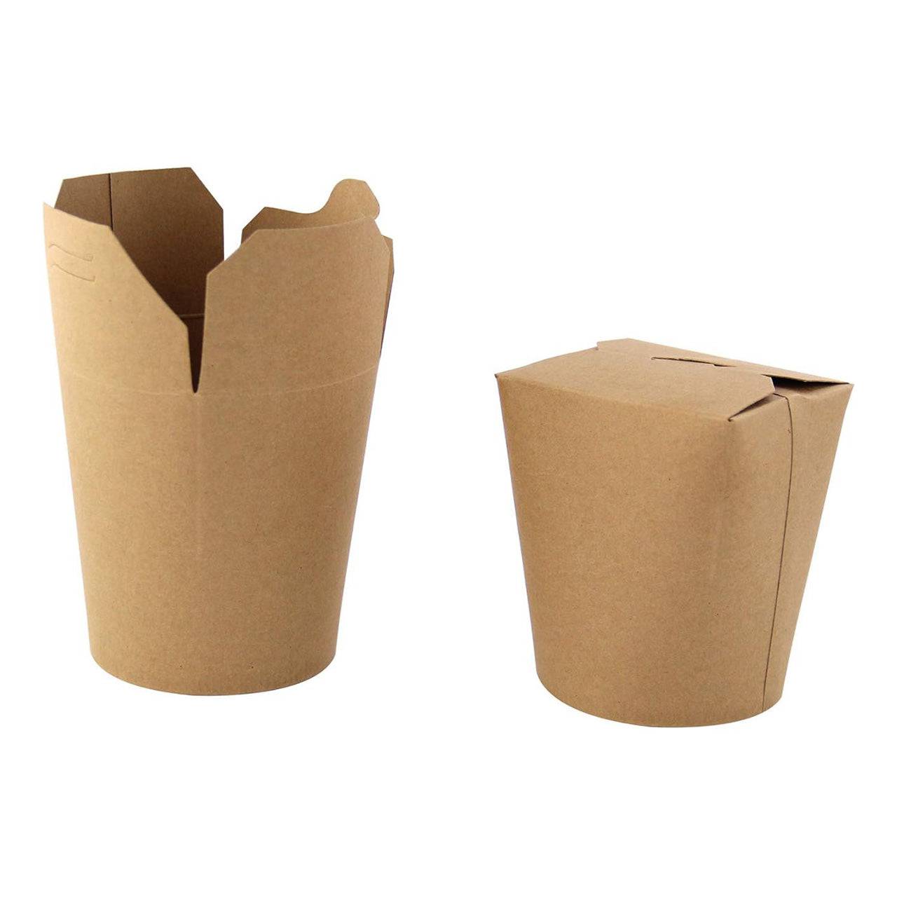 500 Sets, 16oz, ECO Friendly Round Kraft to go container with fold and closed lid - Chefcoca