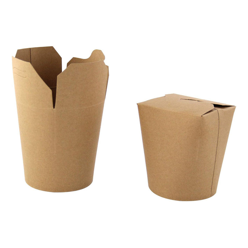 500 Sets, 16oz, ECO Friendly Round Kraft to go container with fold and closed lid