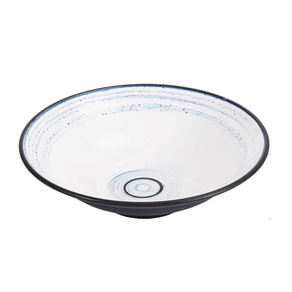14" Melamine Round Bowl,Dark grey outer with white inner, Blue Circle Inner (BT20-020) - Chefcoca