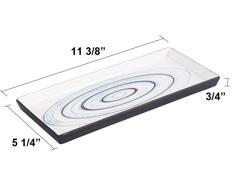 Rectangular Melamine Plate, Dark grey outer with white inner, Bule Circle innner (BT20-038/BT20-039) - Chefcoca