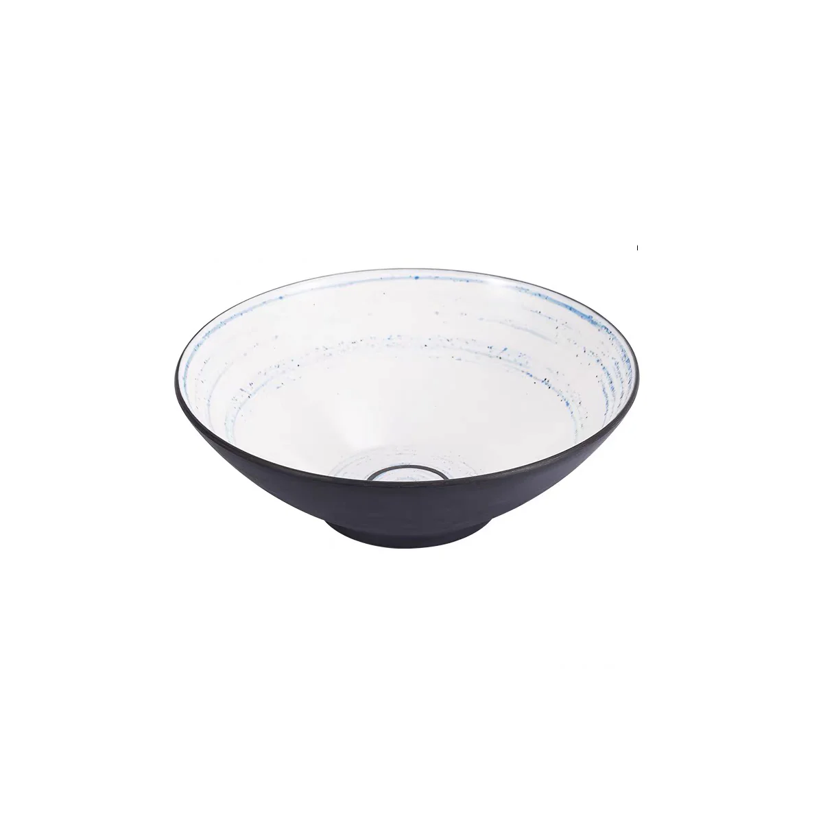 CHEFCO, BT20-046, 8.4" Round Melamine Bowl, Dark grey outer with white inner, Blue Circle inner - Chefcoca