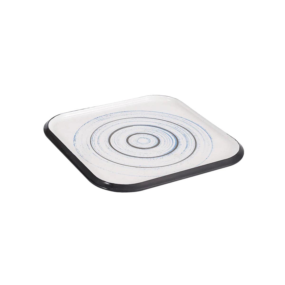 Square Melamine Plate, Dark grey outer with white inner, Blue Circle inner (BT20-108/BT20-109/BT20-110) - Chefcoca