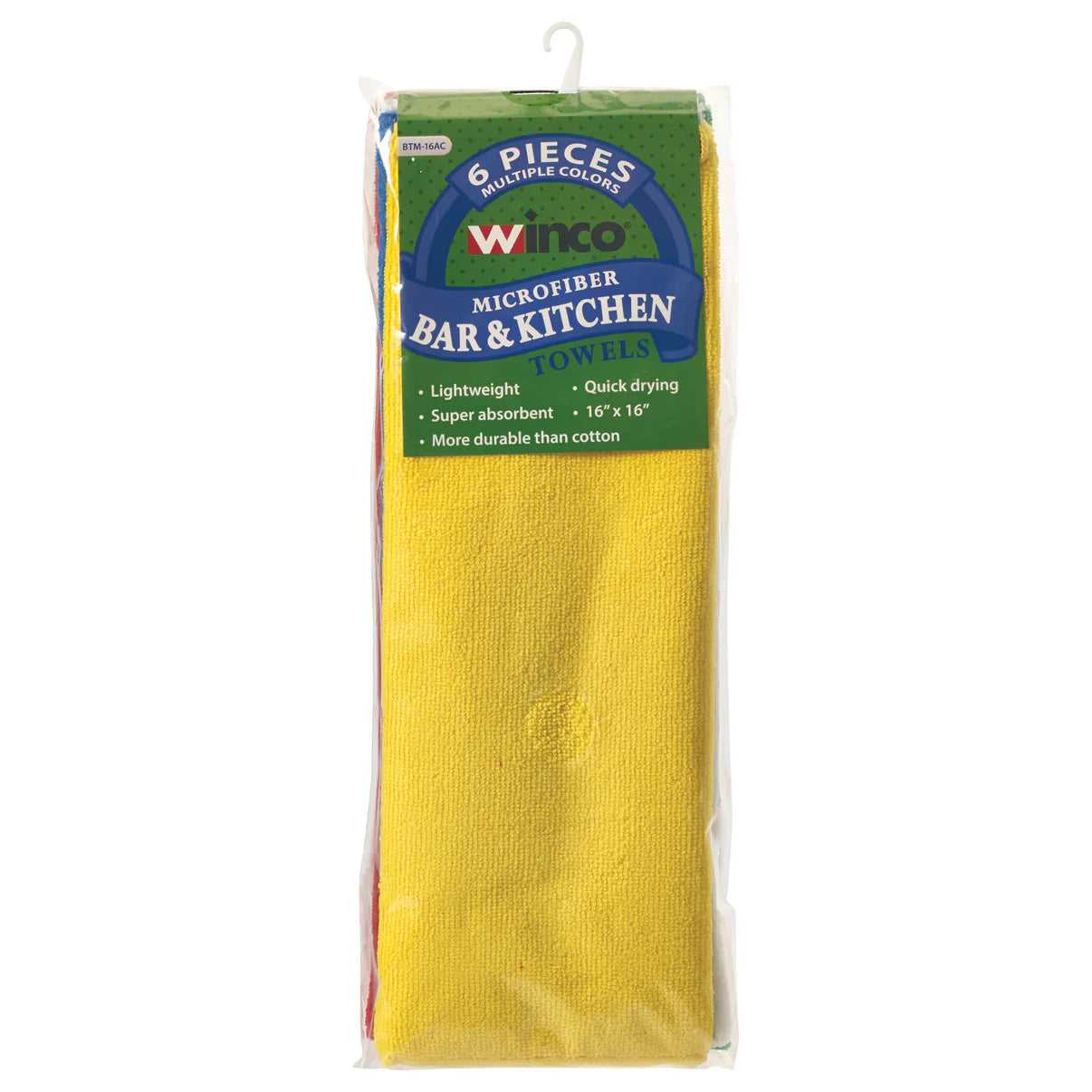 BTM-16AC - Microfiber Towel, 16" x 16", 6 Pack - Assorted - Chefcoca