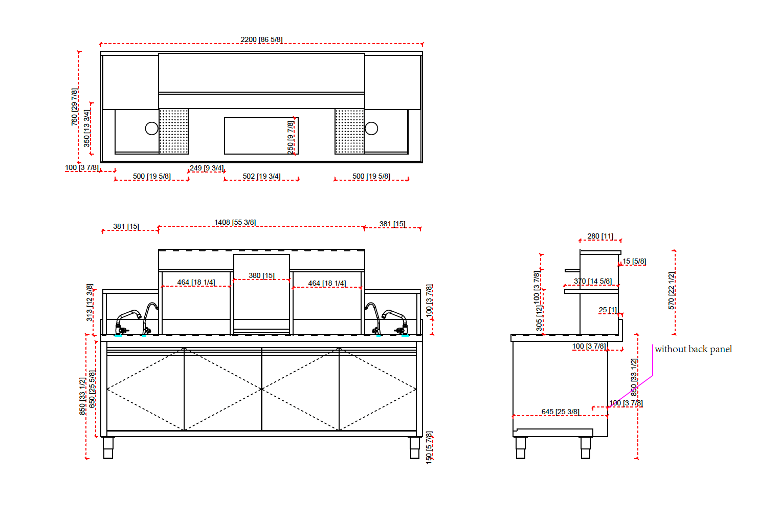 Chefco, Station de travail pour thé aux perles en acier inoxydable 304 de calibre 16, BTS-180, (70,9 po L x 29,9 po P x 55,1 po H)