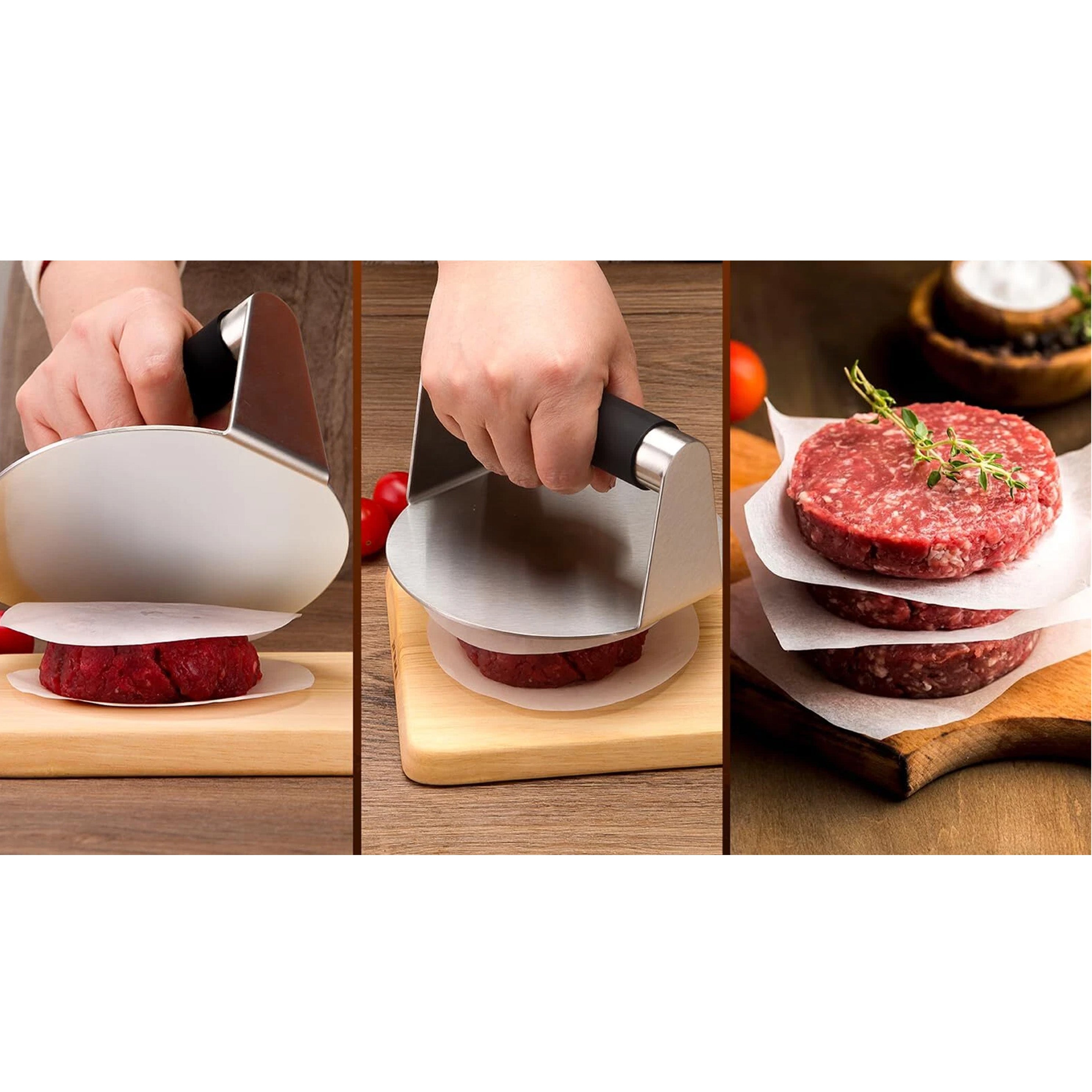 Chefco, SHP-5, Stainless Steel Smash Burger Press Hamburger Smasher Tool, Grill press