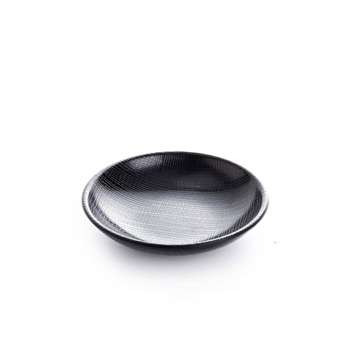 3" Melanine black Round Dish with Textured Pattern (BW-012 ) - Chefcoca