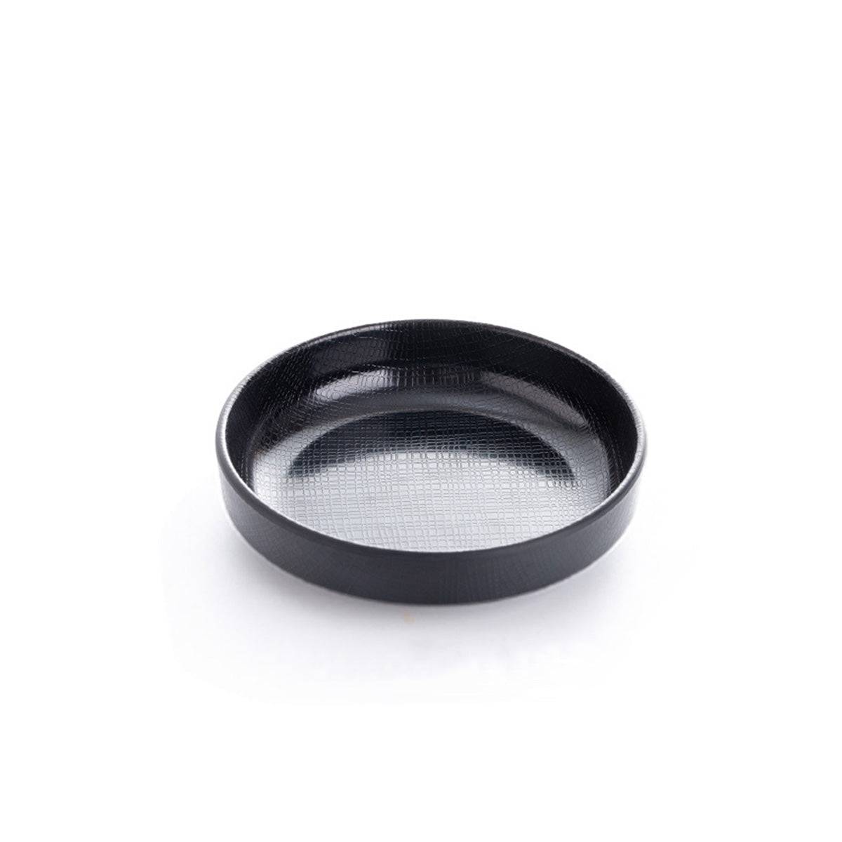 3.5"Melamine black Round Dish with Textured Pattern (BW-023) - Chefcoca