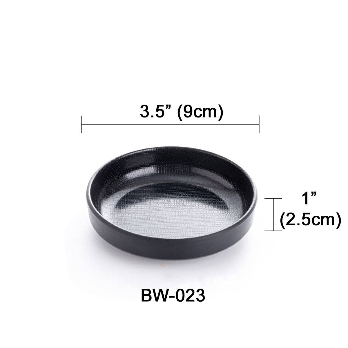 3.5"Melamine black Round Dish with Textured Pattern (BW-023) - Chefcoca