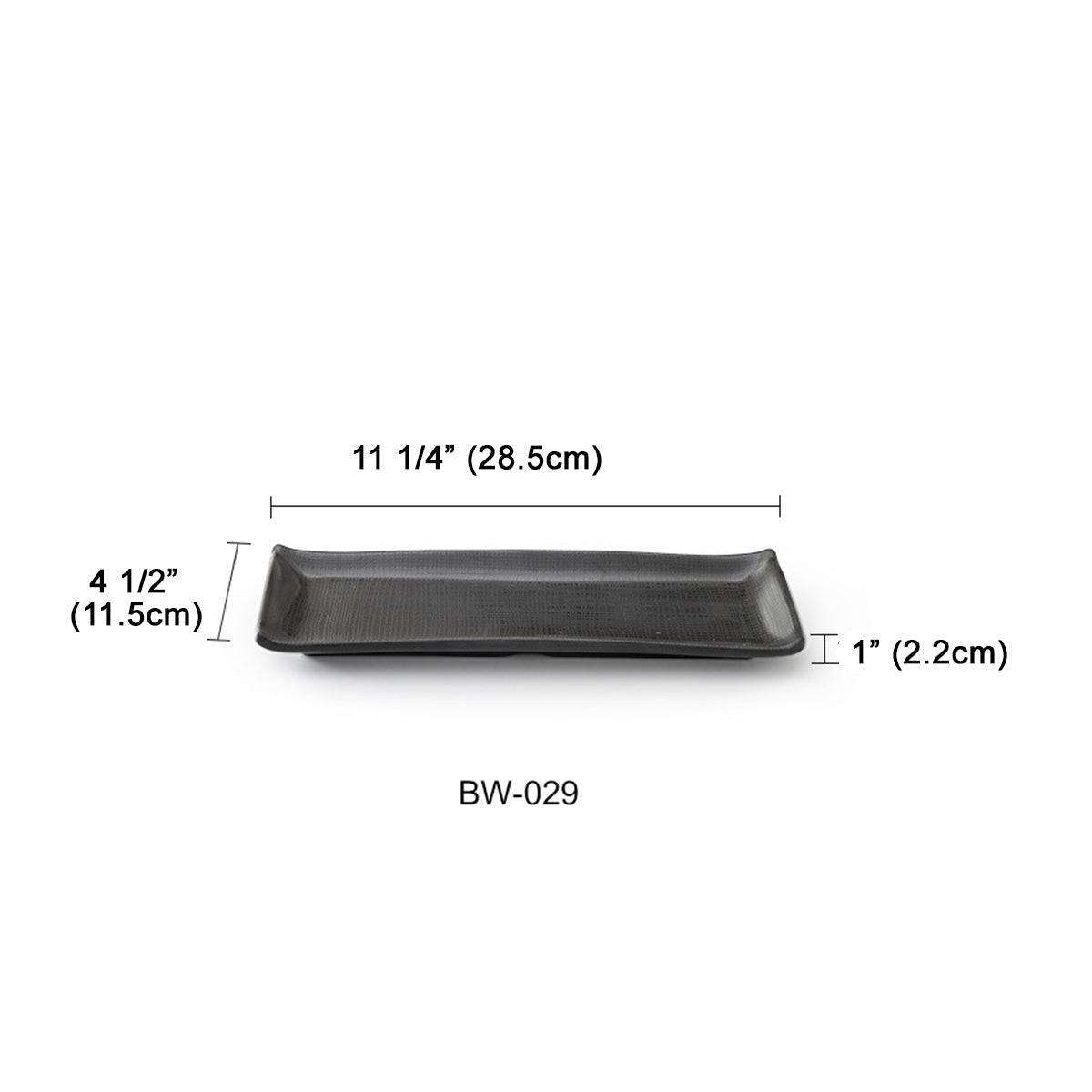 15.6" Melamine black Rectangular Plate with Textured Pattern (BW-030) - Chefcoca