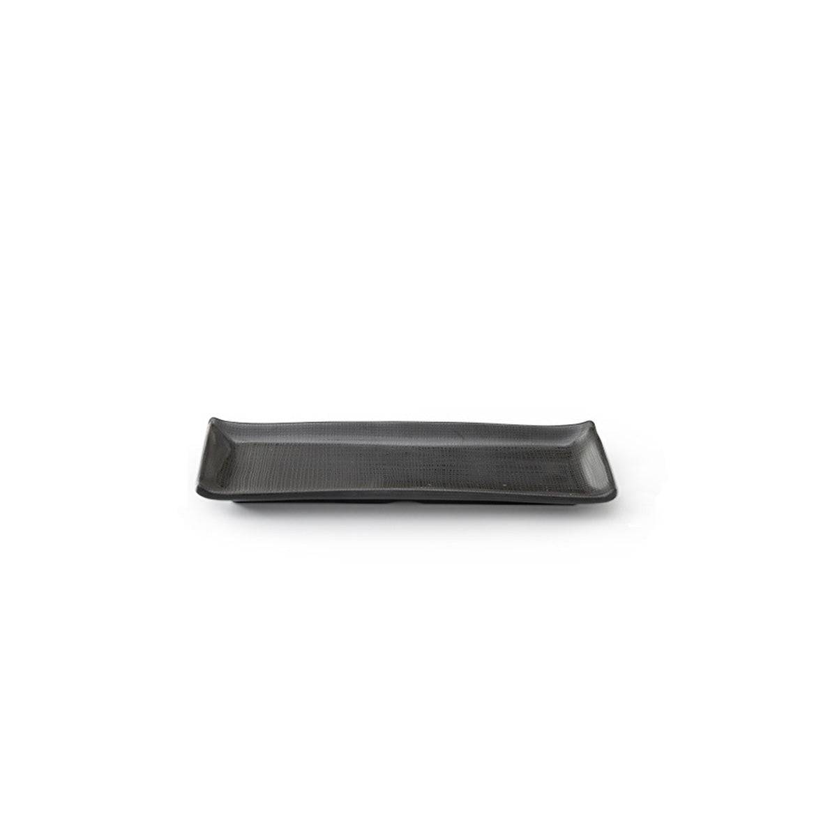 15.6" Melamine black Rectangular Plate with Textured Pattern (BW-030) - Chefcoca